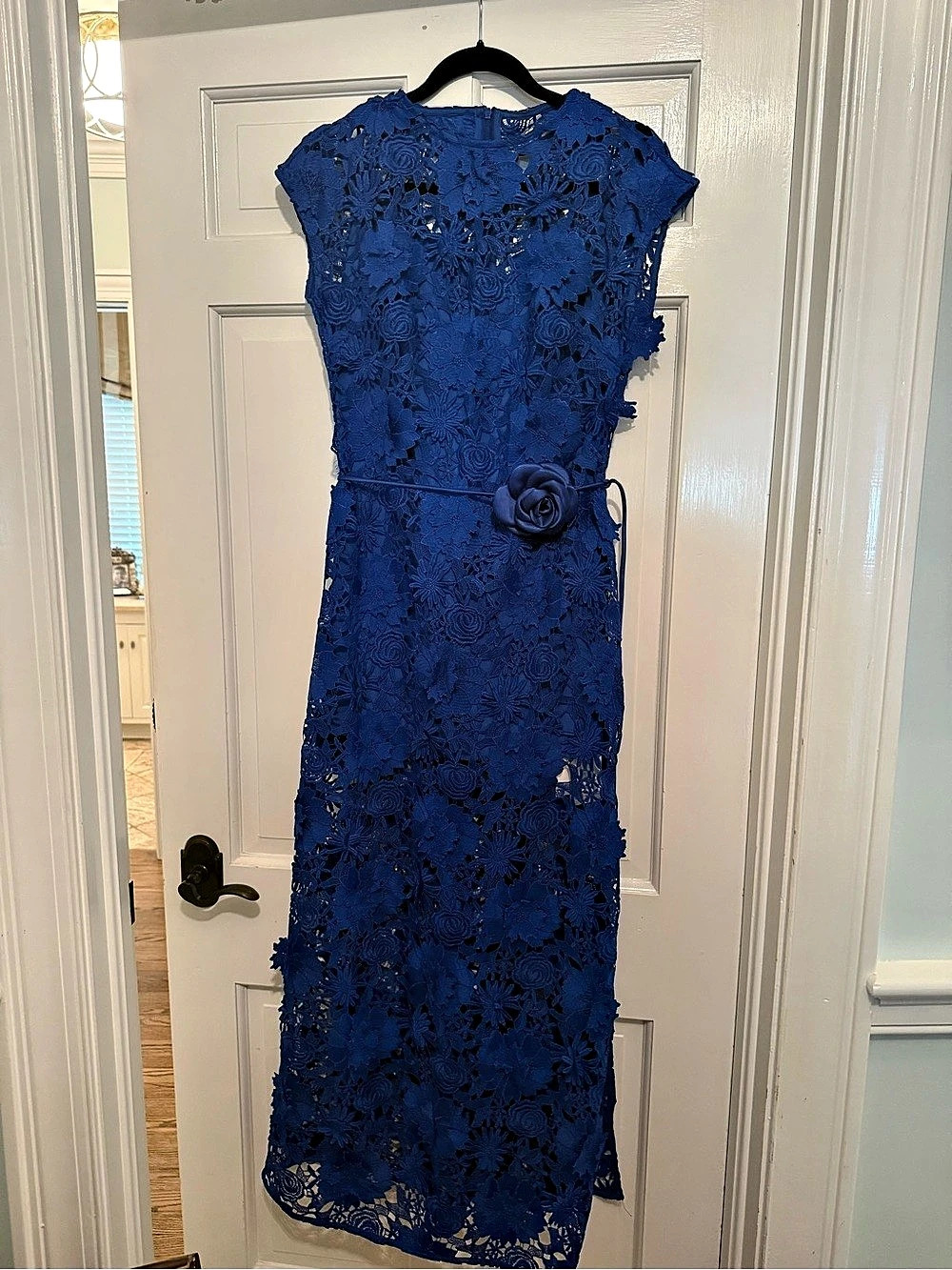Miss Rosier Floral Lace Maxi Dress in Blue NWT